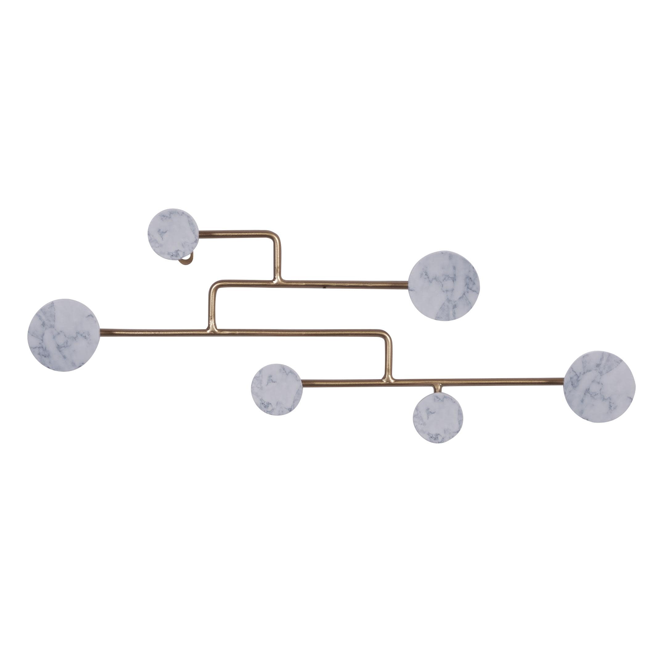 DecMode 24" x 7" Gold Wooden 6 Hangers Wall Hook, 1-Piece