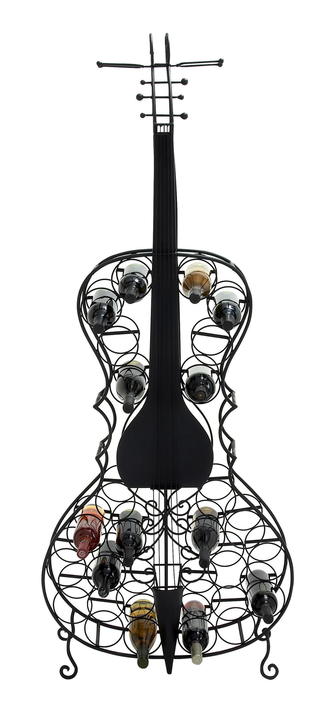 DecMode 27" x 68" Black Metal 26 Bottle Cello Standing Wine Rack, 1-Piece