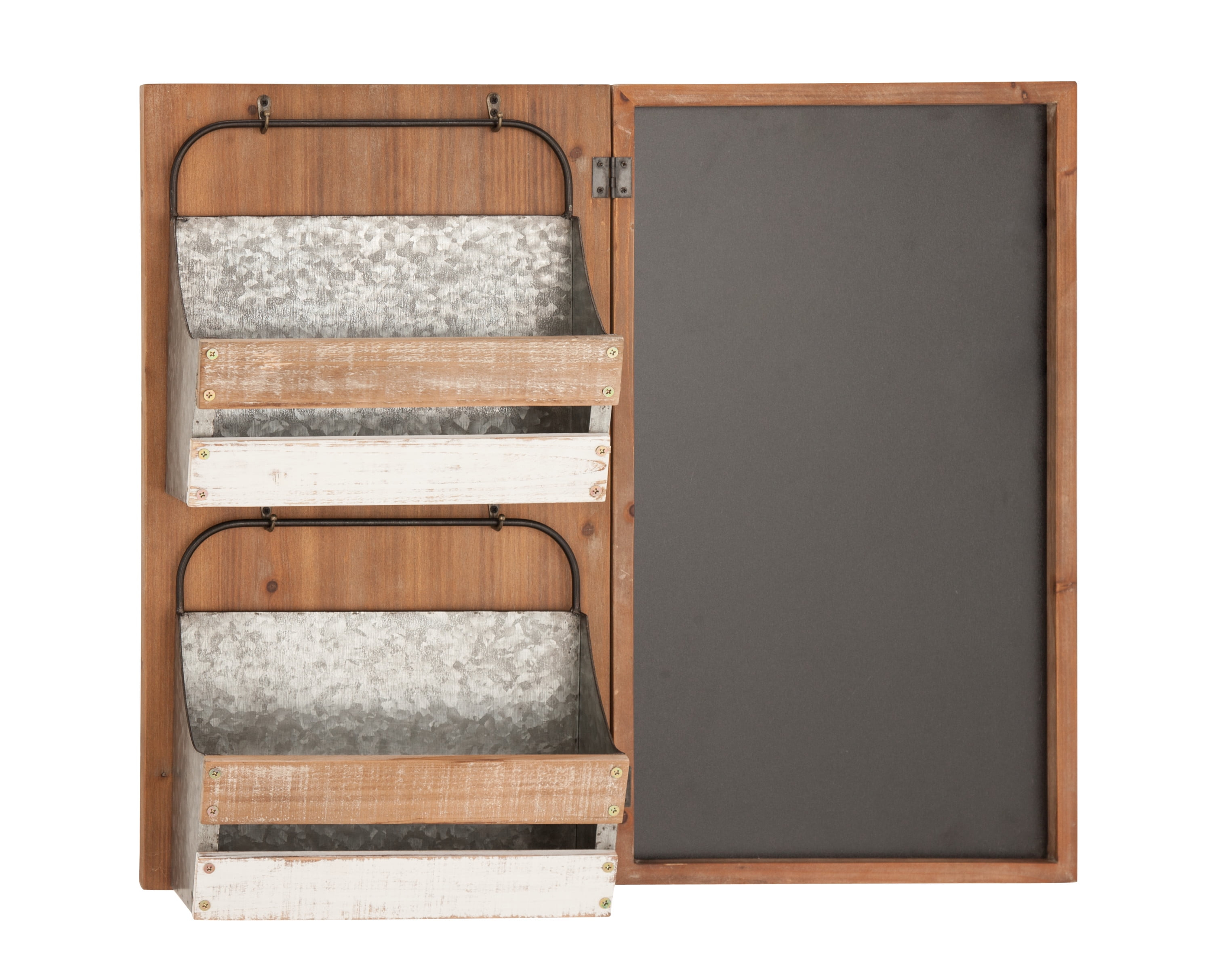 DecMode 28" x 23" Brown Wood Farmhouse Magazine Rack Holder