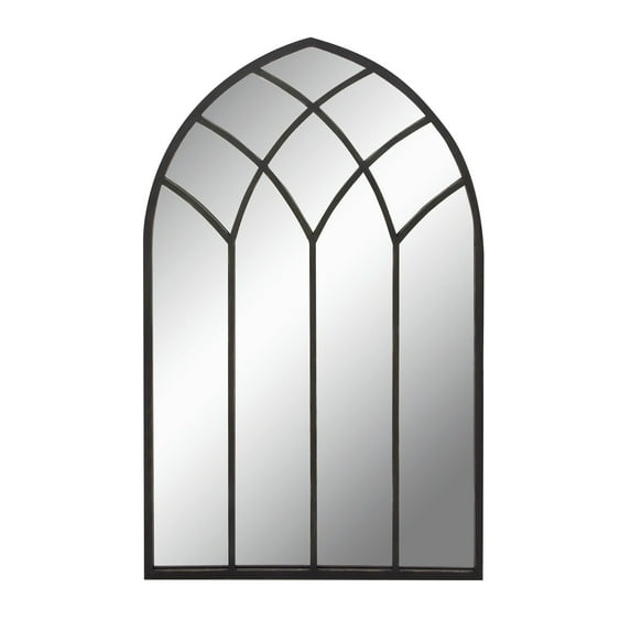 DecMode 30" x 48" Black Arched Window Pane Wall Mirror