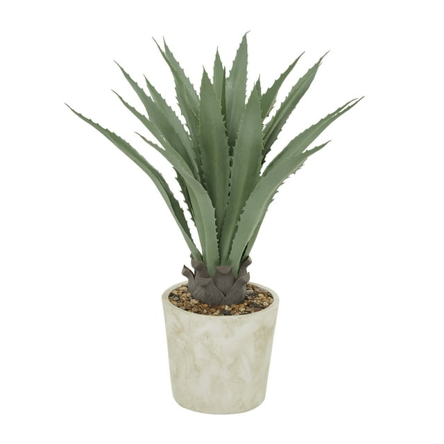 DecMode 31" Artificial Agave Plant in Realistic Leaves and Beige Ceramic Pot