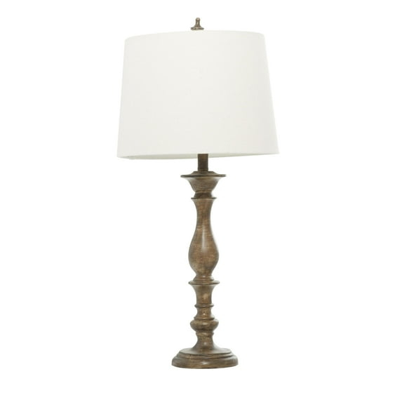 DecMode 32" Brown Table Lamp with Cream Fabric Shade (2 Count)