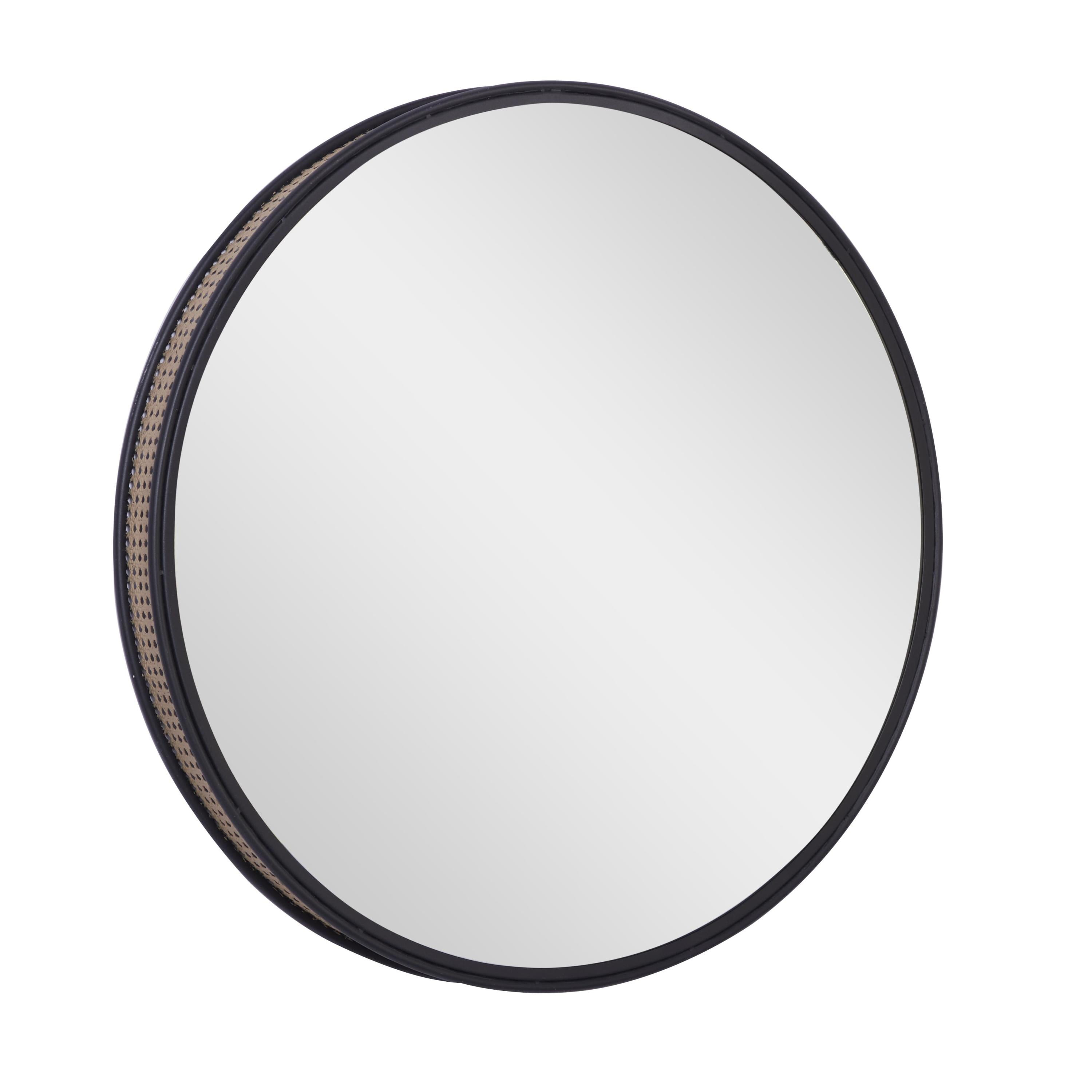 DecMode 32" x 32" Black Wall Mirror with Thin Frame