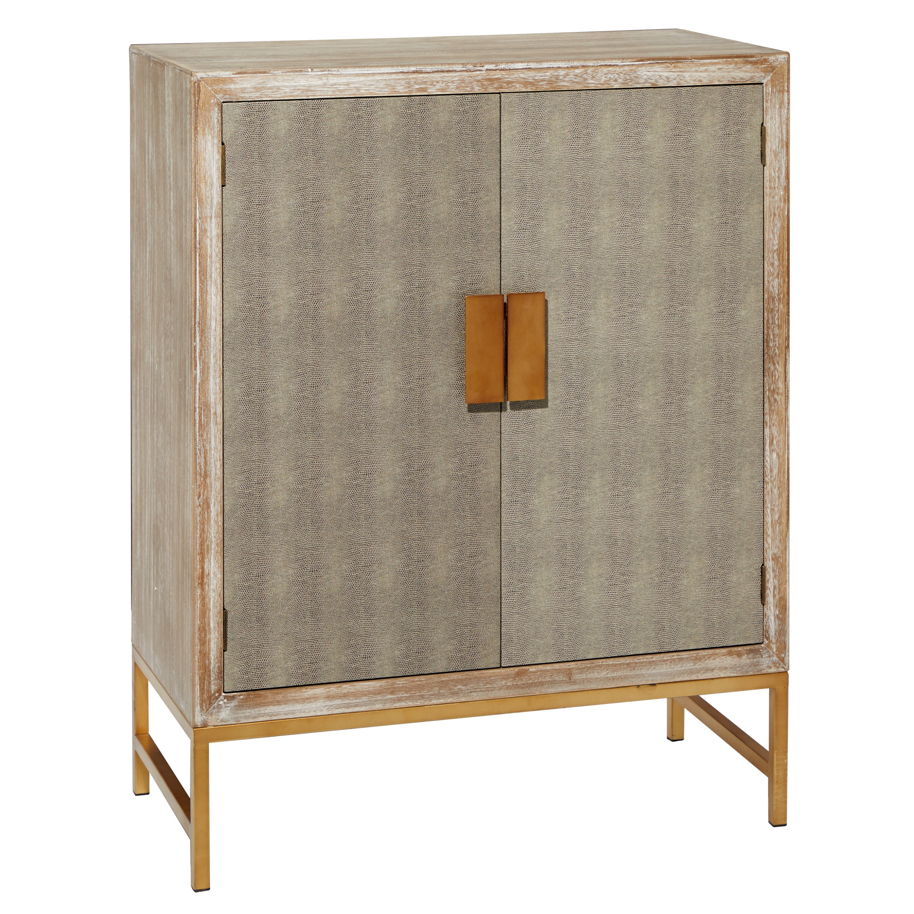 DecMode 32" x 40" Brown Wood Snakeskin Inspired 1 Shelf and 2 Doors Cabinet, 1-Piece
