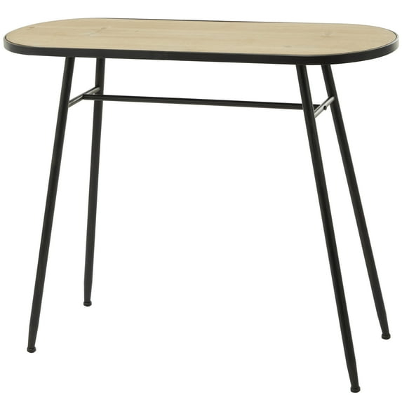 DecMode 36" x 30" Black Metal Console Table with Brown Wood Top, 1-Piece