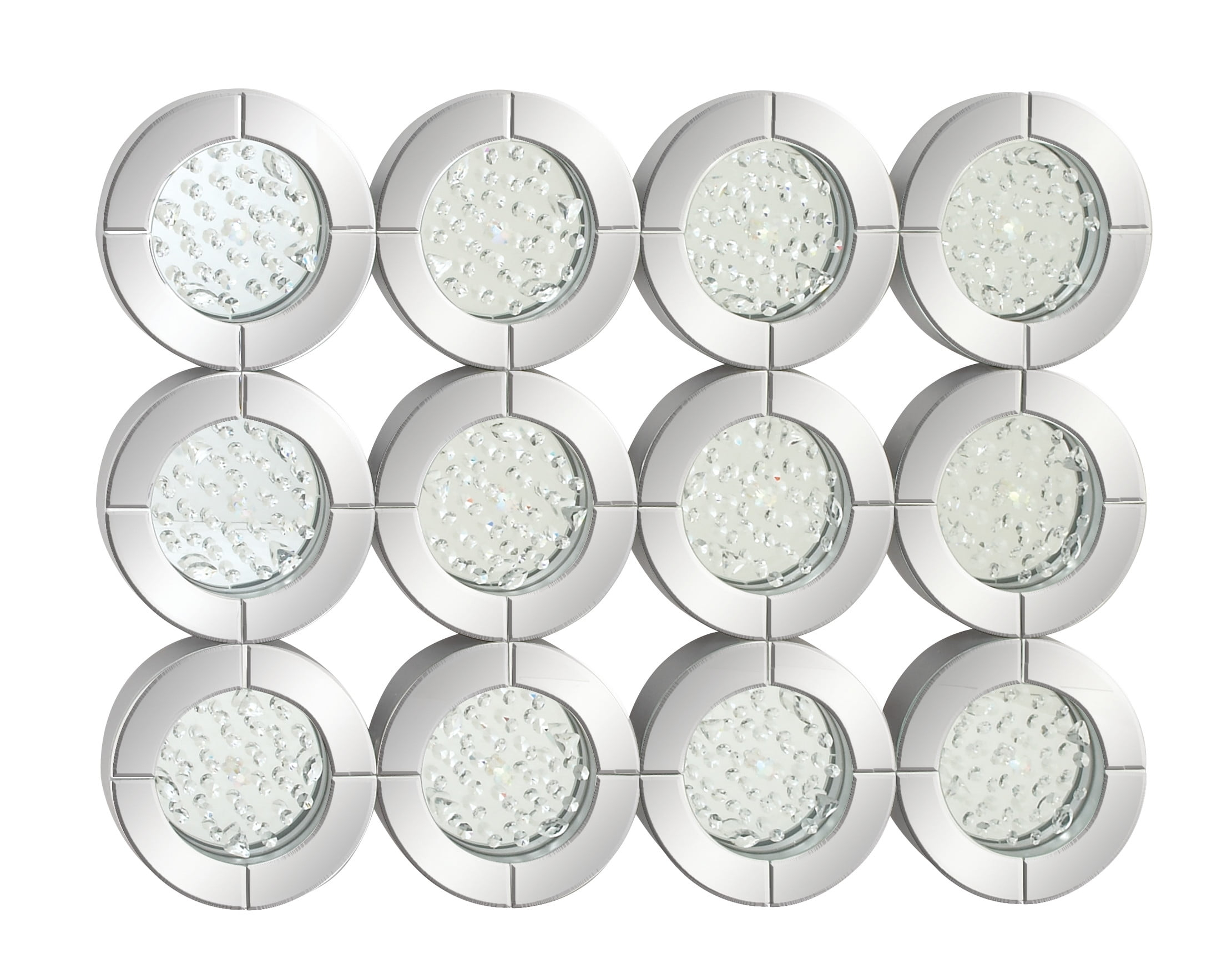 DecMode 39" x 29" Silver Wall Mirror with Floating Crystals
