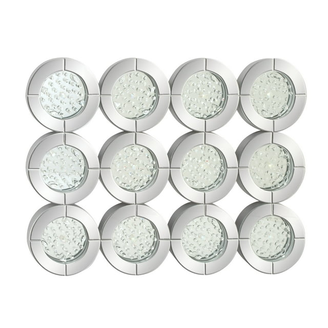 DecMode 39" x 29" Silver Wall Mirror with Floating Crystals