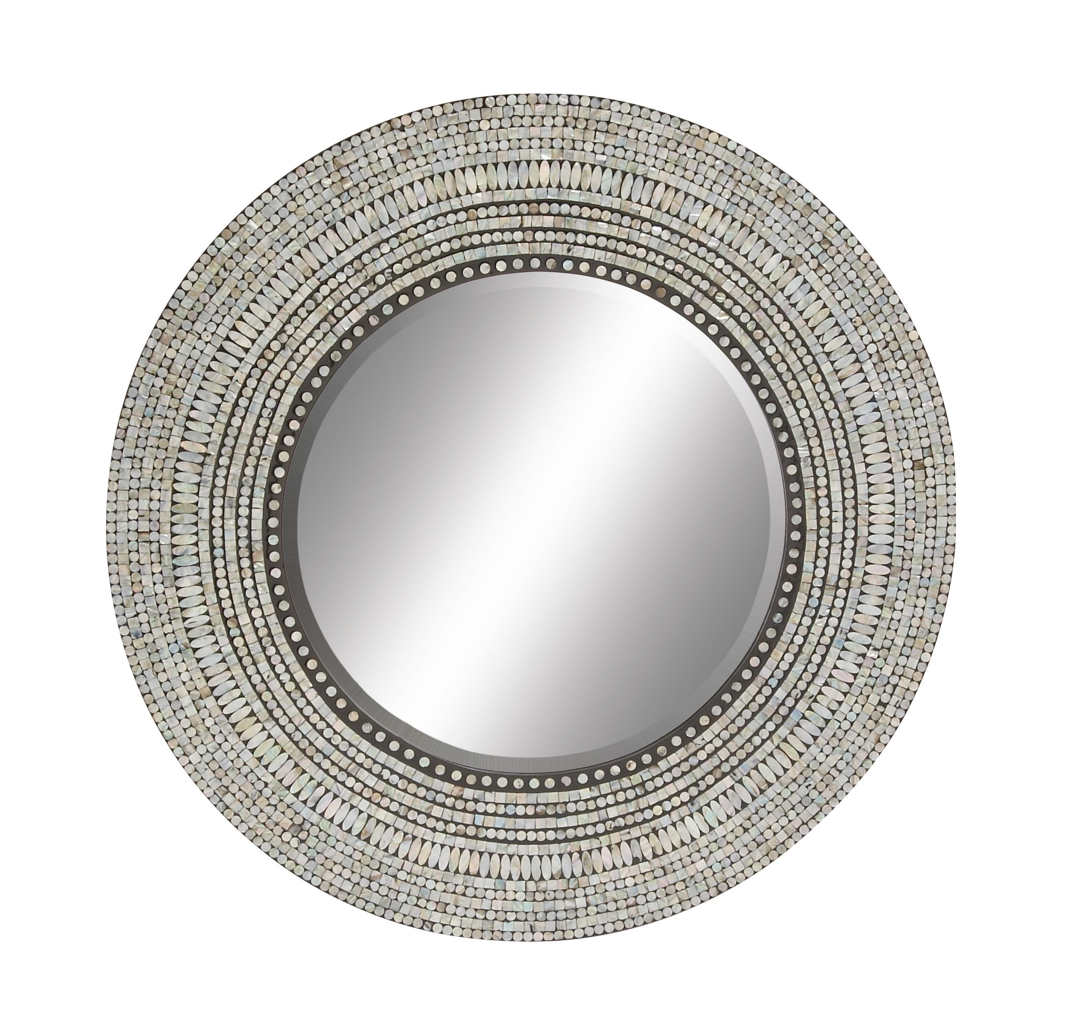 DecMode 39" x 39" Gray Handmade Mosaic Wall Mirror