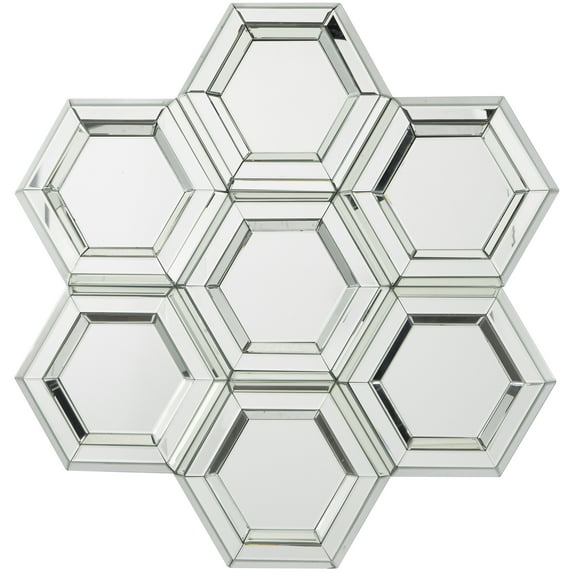 DecMode 39" x 41" Silver Honeycomb Shaped Geometric Wall Mirror