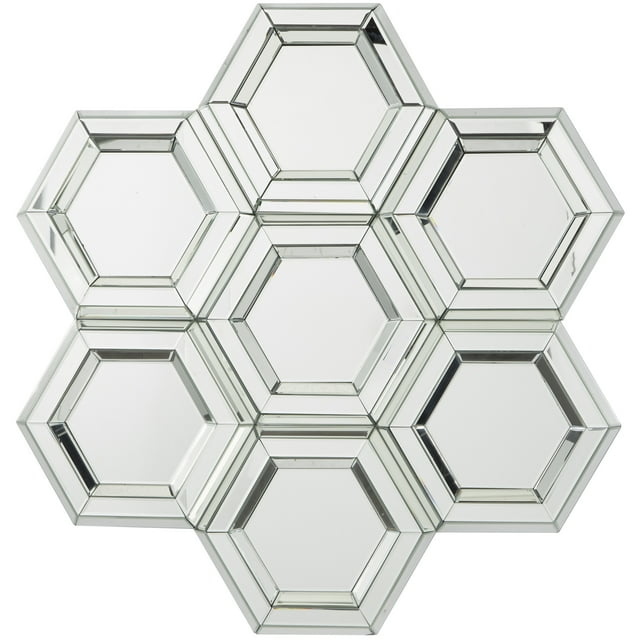 DecMode 39" x 41" Silver Honeycomb Shaped Geometric Wall Mirror
