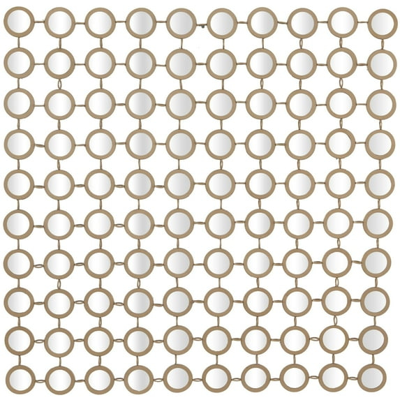 DecMode 40" x 40" Gold Geometric Wall Mirror with Grid Pattern
