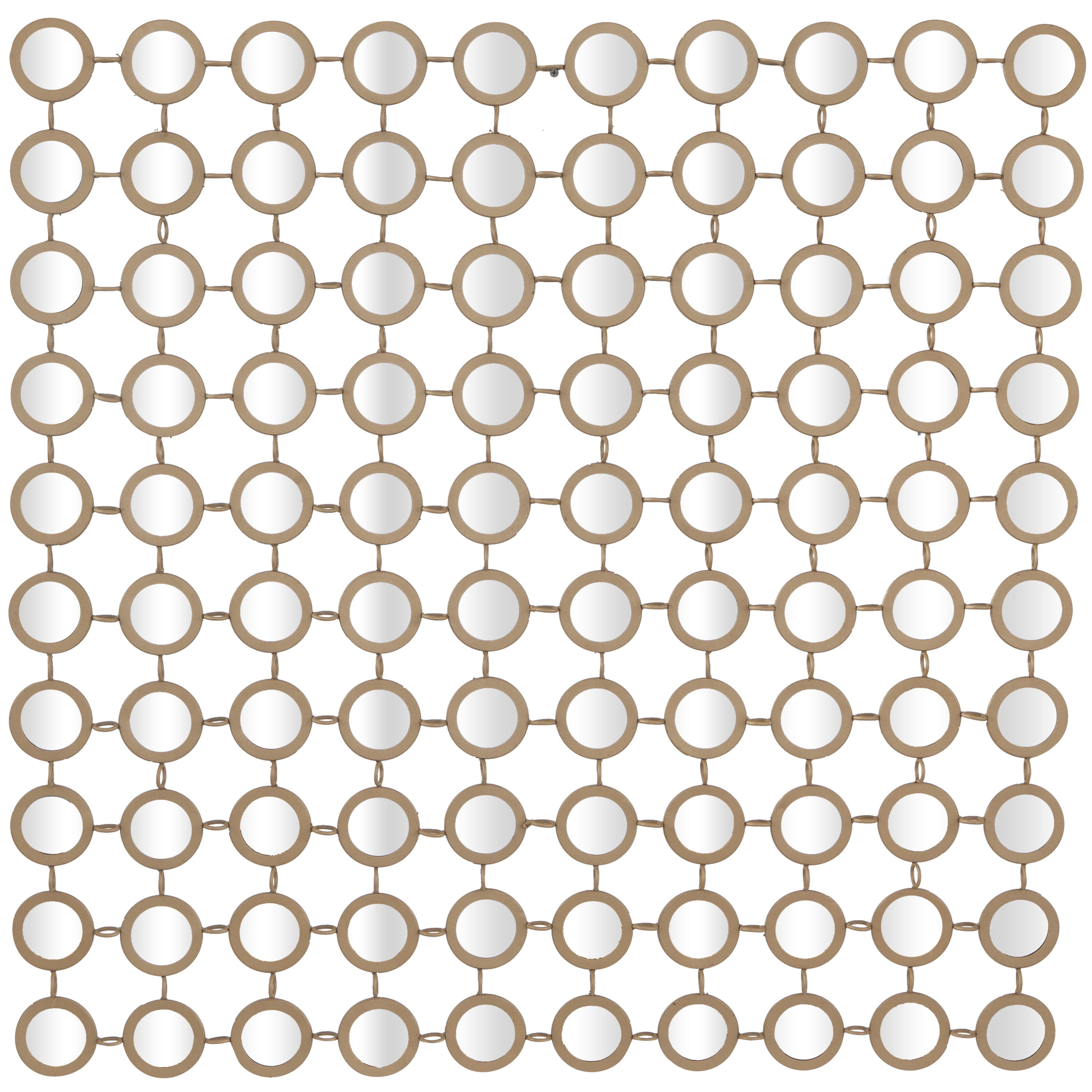 DecMode 40" x 40" Gold Geometric Wall Mirror with Grid Pattern