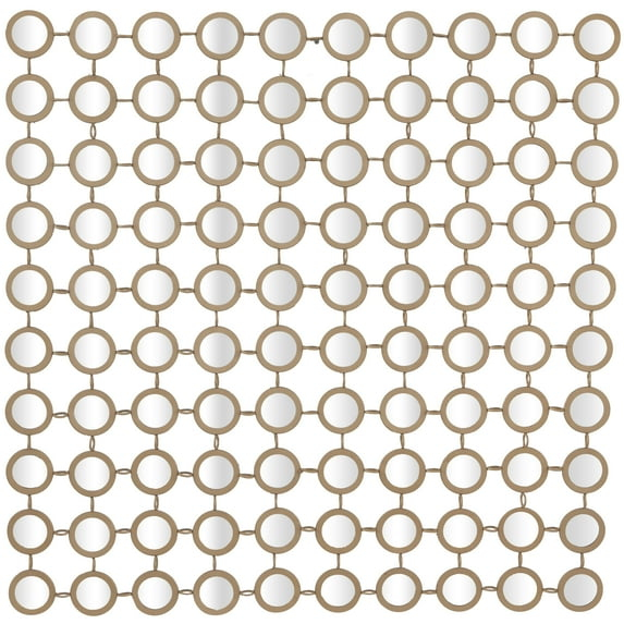 DecMode 40" x 40" Gold Geometric Wall Mirror with Grid Pattern