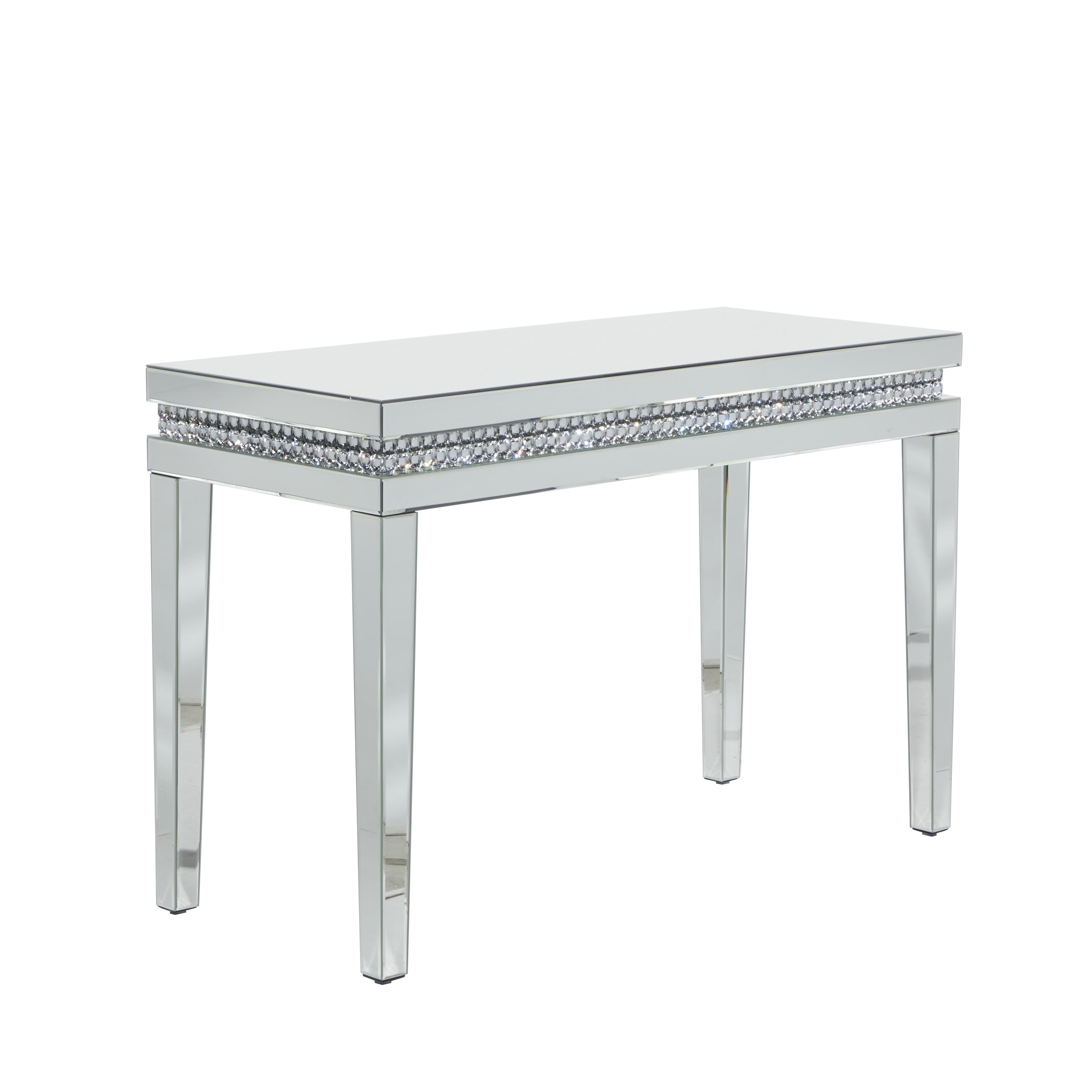 DecMode 47" x 32" Silver Glass Mirrored Console Table, 1-Piece