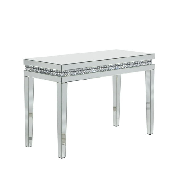 DecMode 47" x 32" Silver Glass Mirrored Console Table, 1-Piece