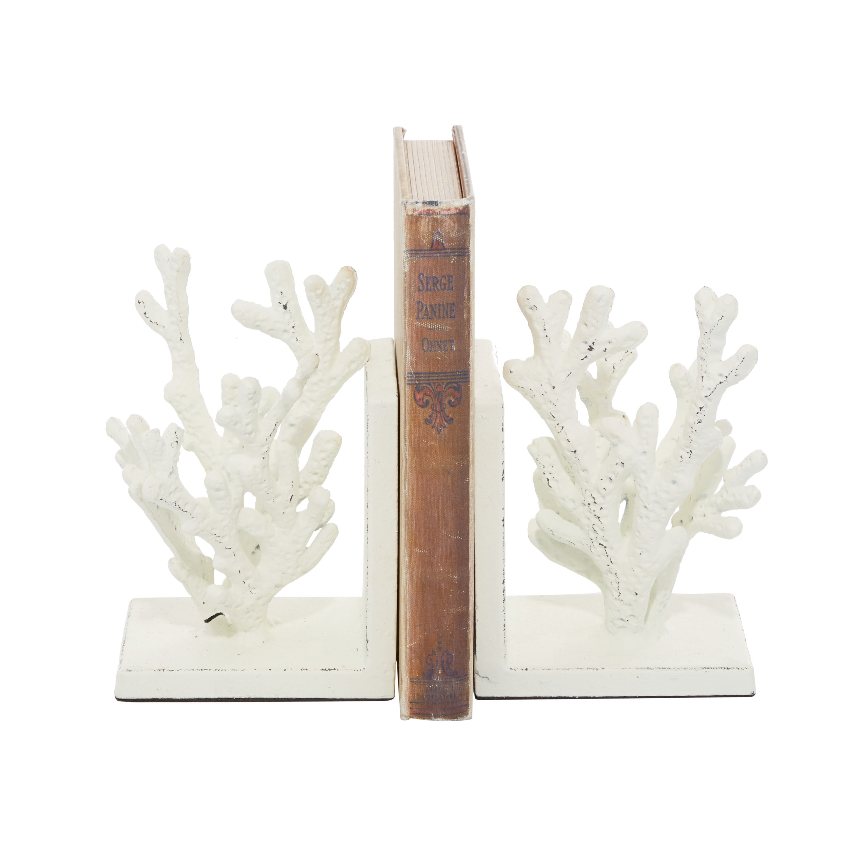 DecMode 5" Coral White Metal Bookends (Set of 2)