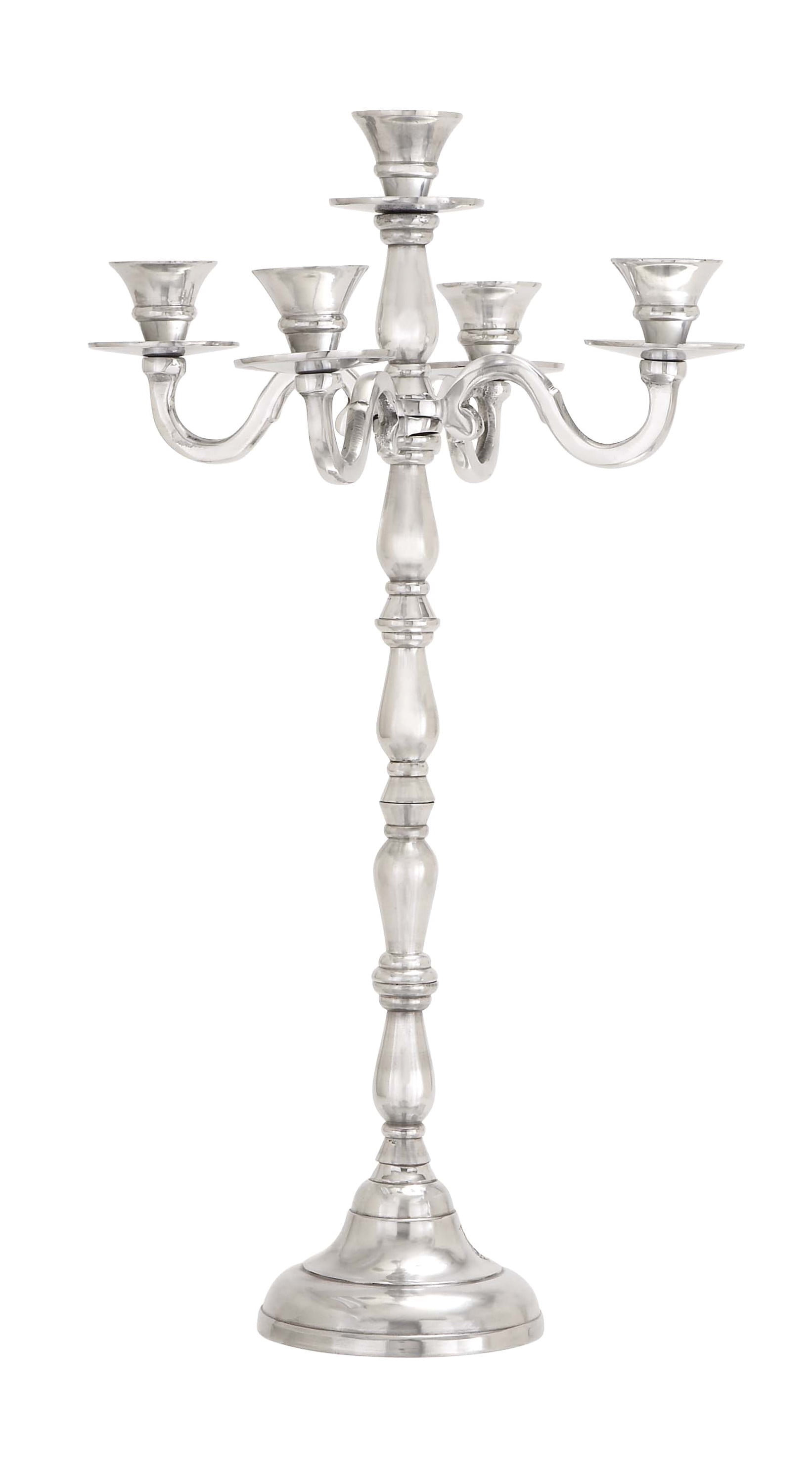 DecMode 5 Holder Silver Aluminum Metal Candelabra