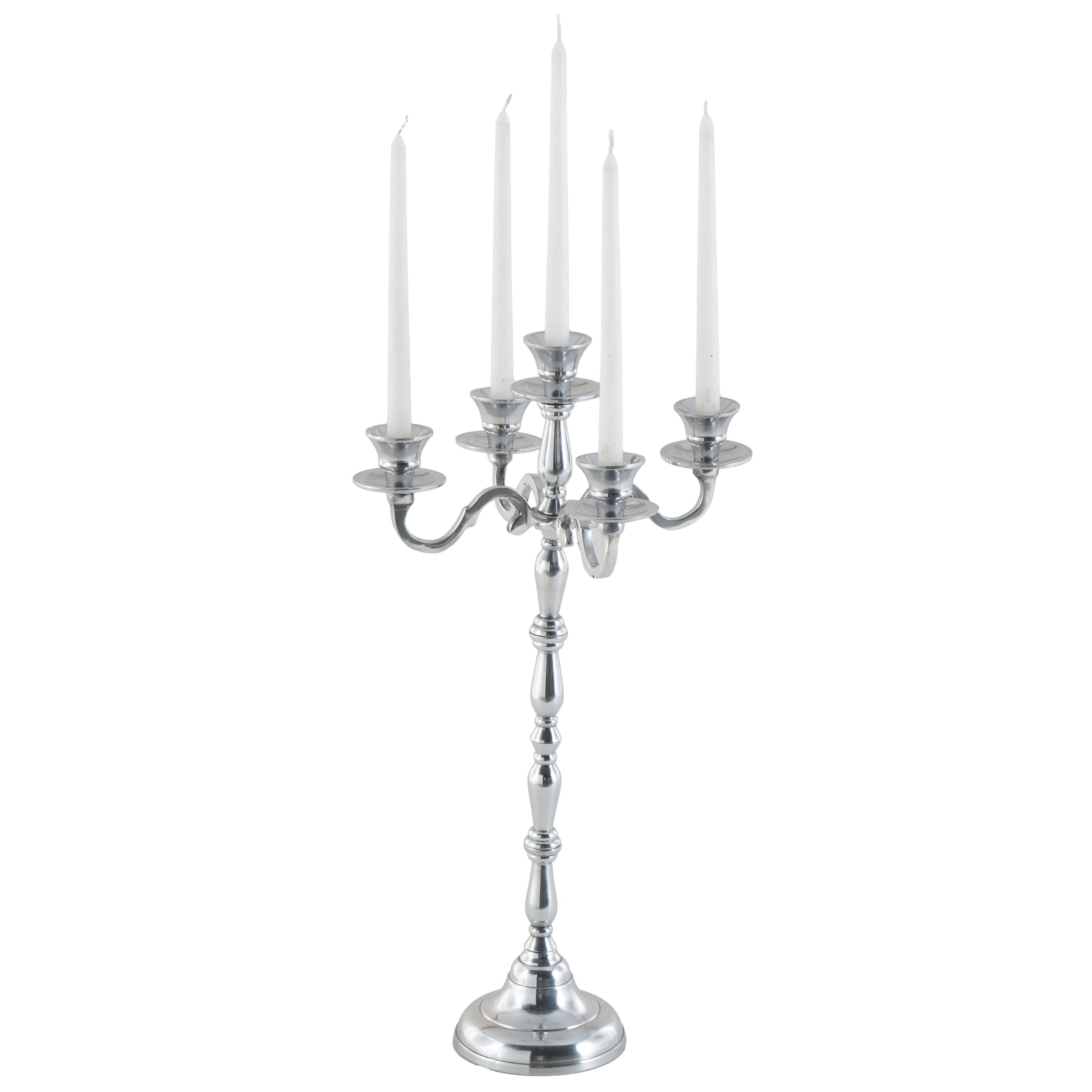 DecMode 5 Holder Silver Aluminum Metal Candelabra
