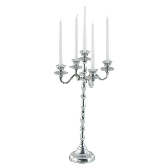 DecMode 5 Holder Silver Aluminum Metal Candelabra