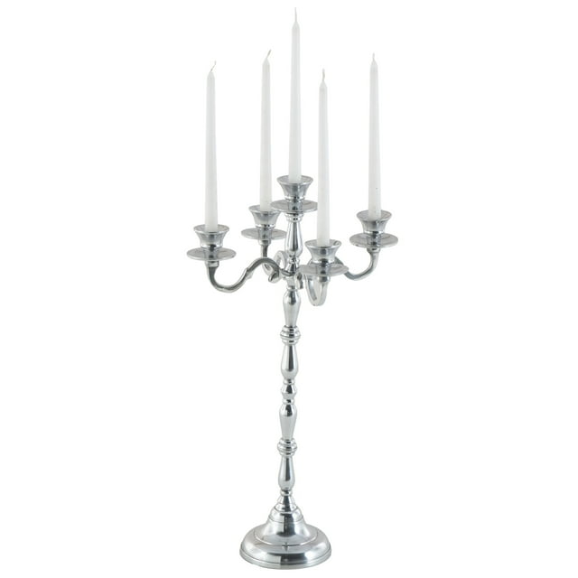 DecMode 5 Holder Silver Aluminum Metal Candelabra