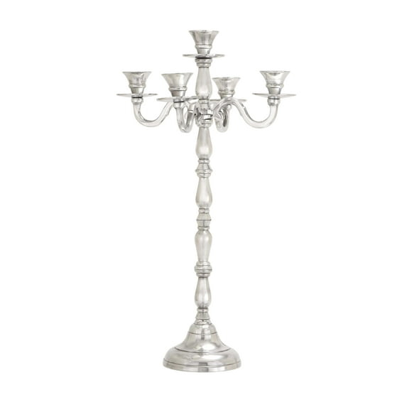 DecMode 5 Holder Silver Aluminum Metal Candelabra