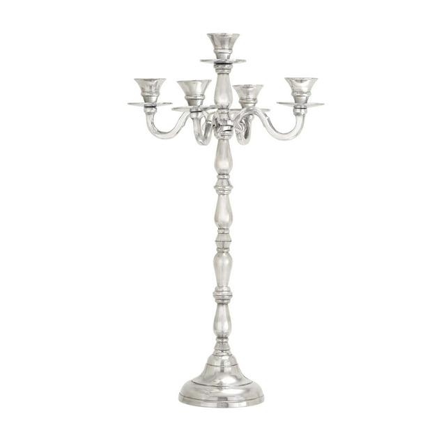DecMode 5 Holder Silver Aluminum Metal Candelabra