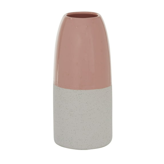 DecMode 5"W, 11.25"H Stoneware Modern Vase, Pink, 1 - Piece