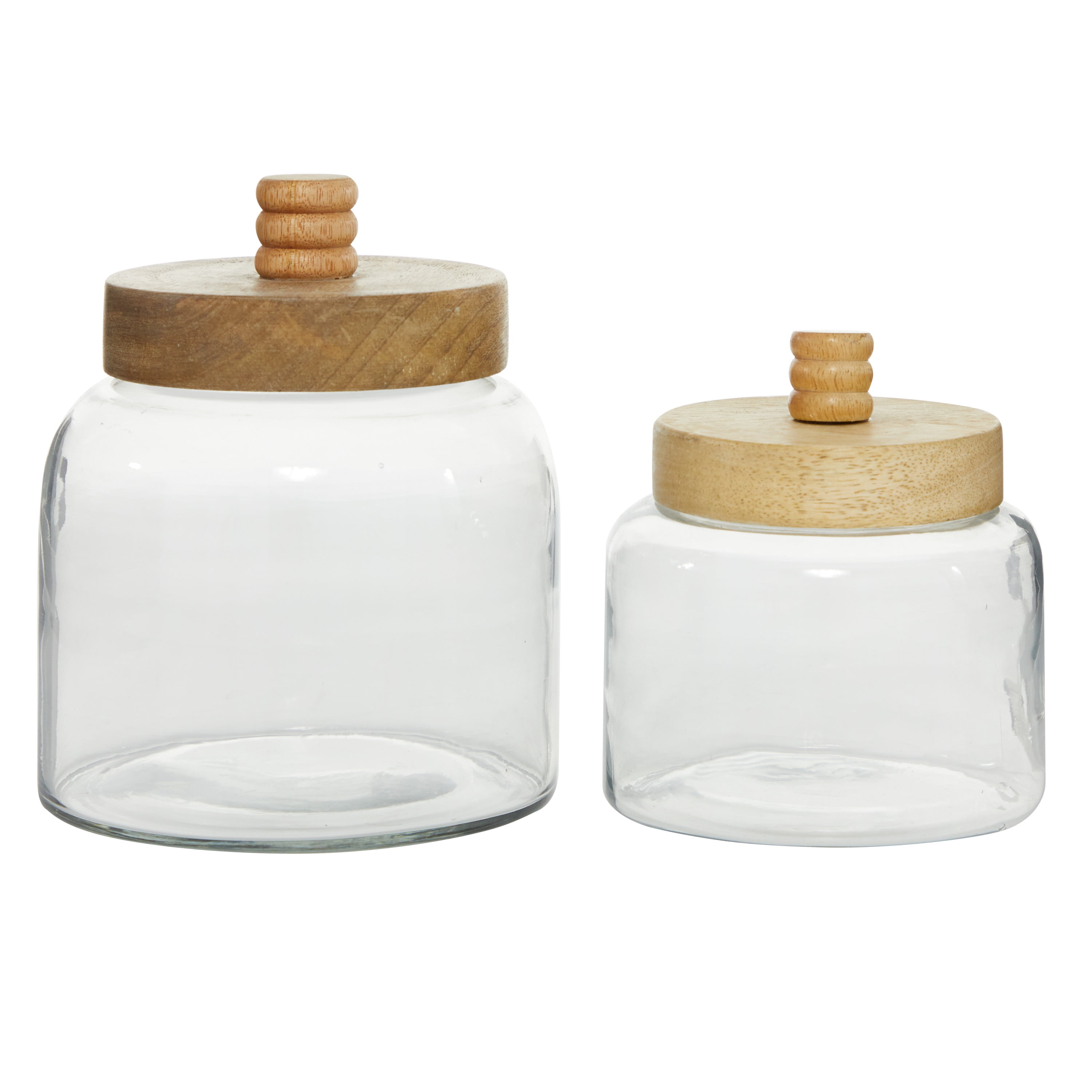 DecMode 5" x 6" Clear Glass Canisters with Wood Lids, 2-Pieces