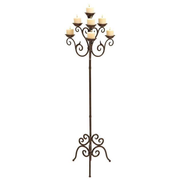 DecMode Candelabro Alto con Desplazamiento de Metal Marrón con 6 Soportes