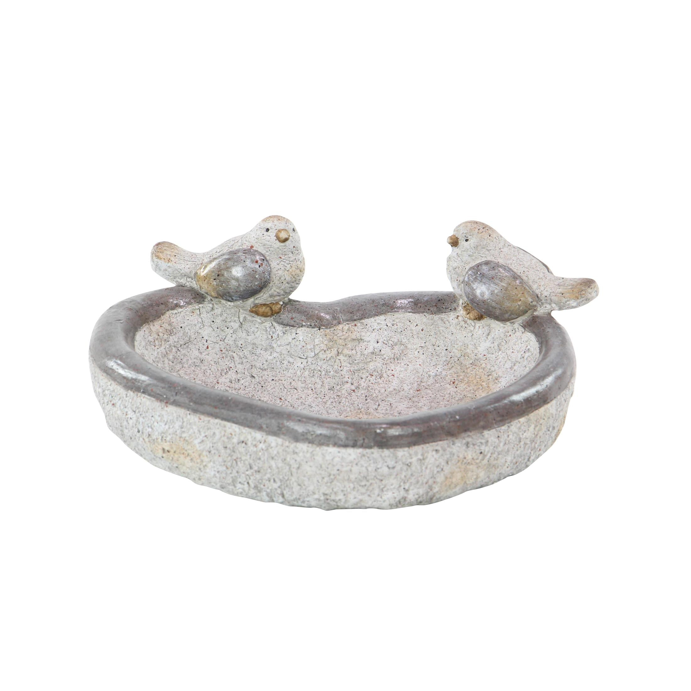 DecMode 6" Indoor Outdoor Bird Garden Sculpture with Bath Bowl
