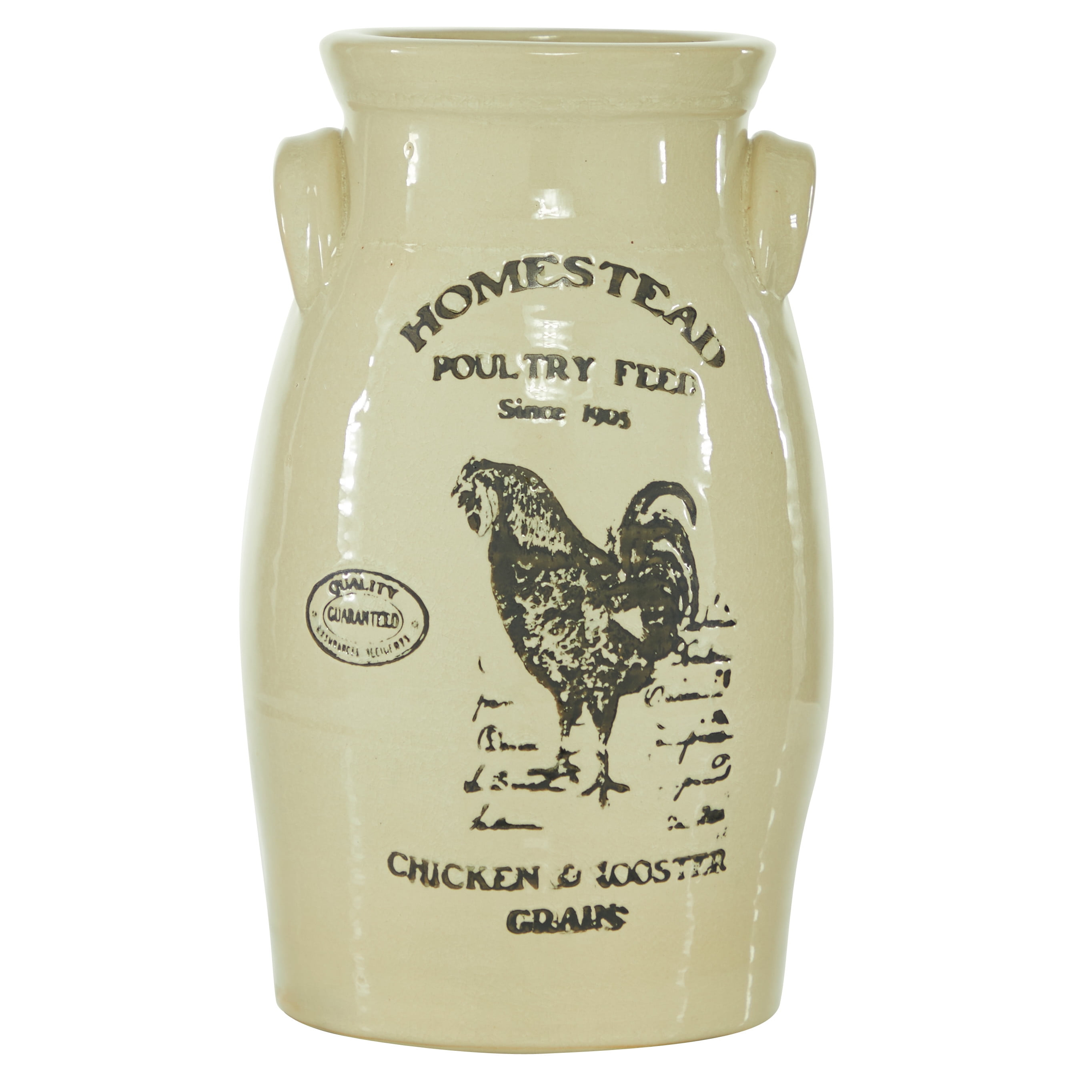 DecMode 8"W, 14"H Stoneware Farmhouse Vase, White, 1 - Piece