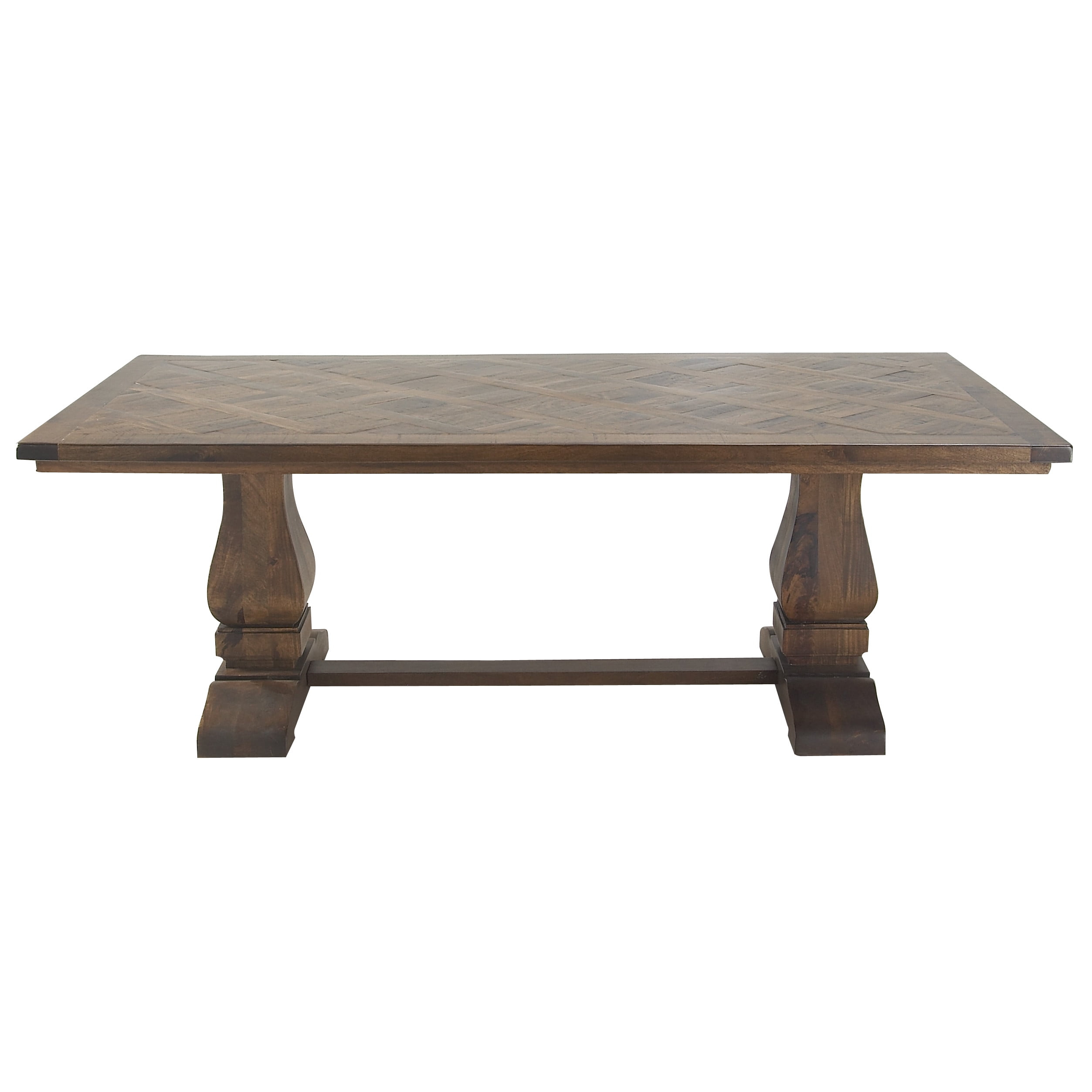 DecMode 84" x 30" Brown Mango Wood Dining Table with Parquet Inlay, 1-Piece