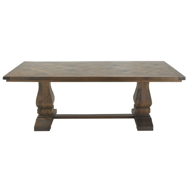 DecMode 84" x 30" Brown Mango Wood Dining Table with Parquet Inlay, 1-Piece
