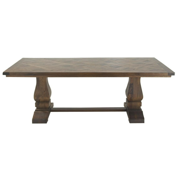 DecMode 84" x 30" Brown Mango Wood Dining Table with Parquet Inlay, 1-Piece