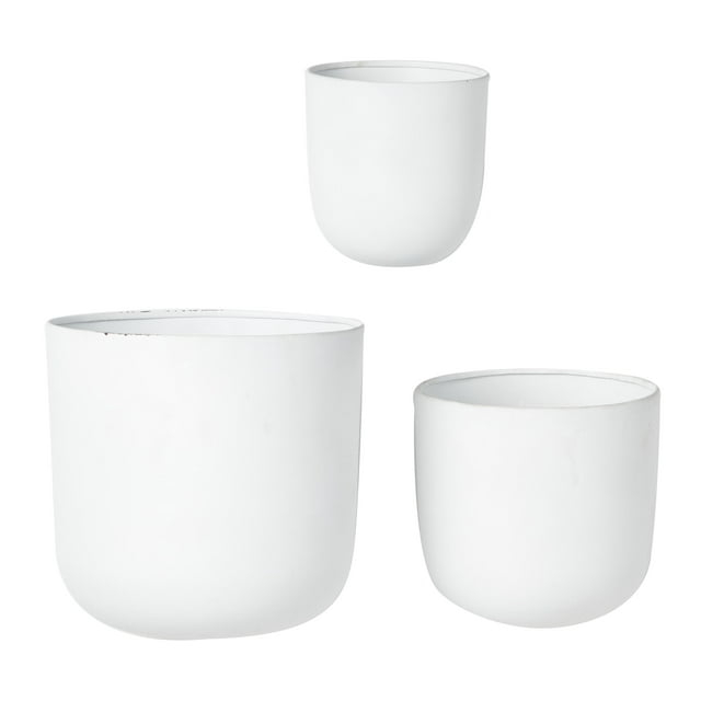 DecMode 9", 7", 6"H Round White Metal Indoor Outdoor Floating Dome Wall Planter (3 Count)