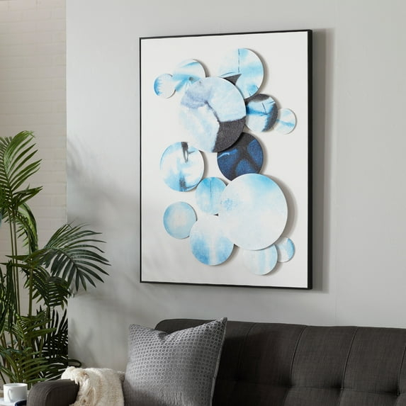 DecMode Blue Canvas Contemporary Wall Art