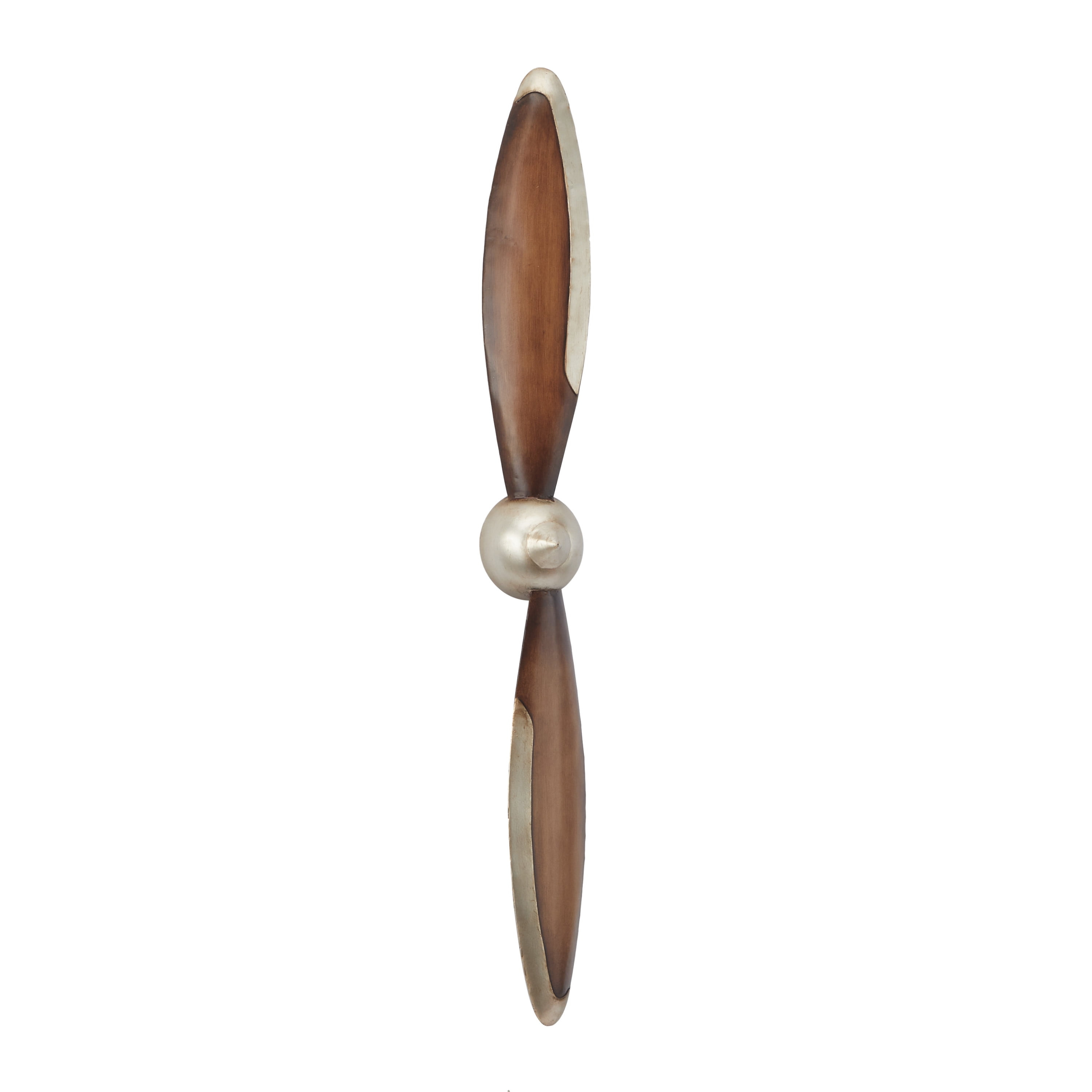 DecMode Brown Metal 2 Blade Airplane Propeller Wall Decor with Aviation Detailing