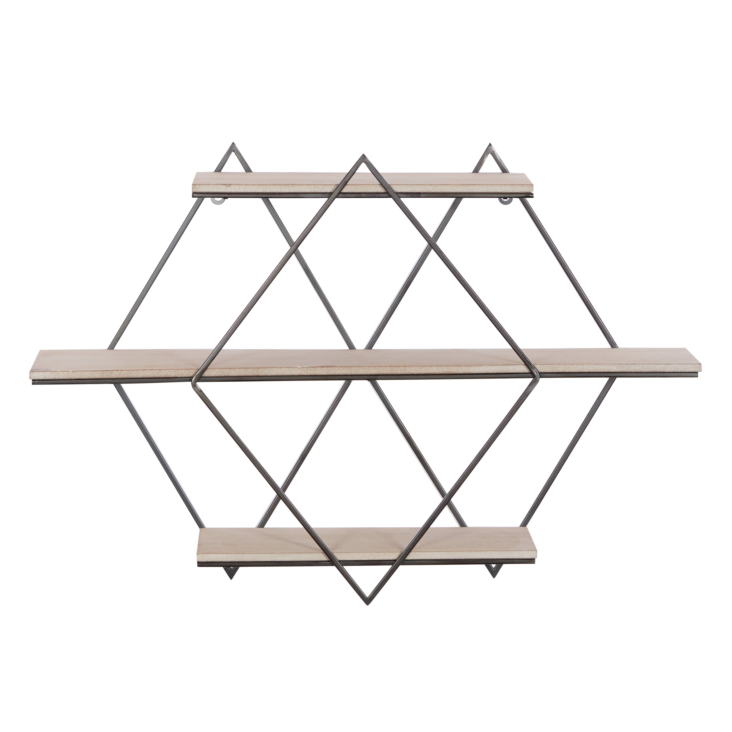 DecMode Brown Wood Contemporary Wall Shelf
