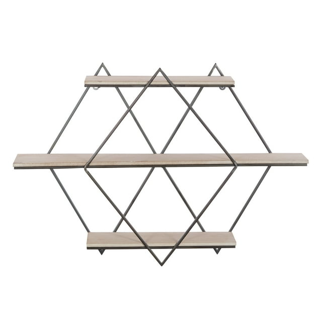 DecMode Brown Wood Contemporary Wall Shelf