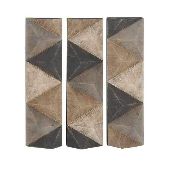 DecMode Decoración de Pared con Patrón de Azulejos Triangulares de Madera Tallada Estilo Granja con Acabado Marrón/gris, 11"Ancho x 36"Alto