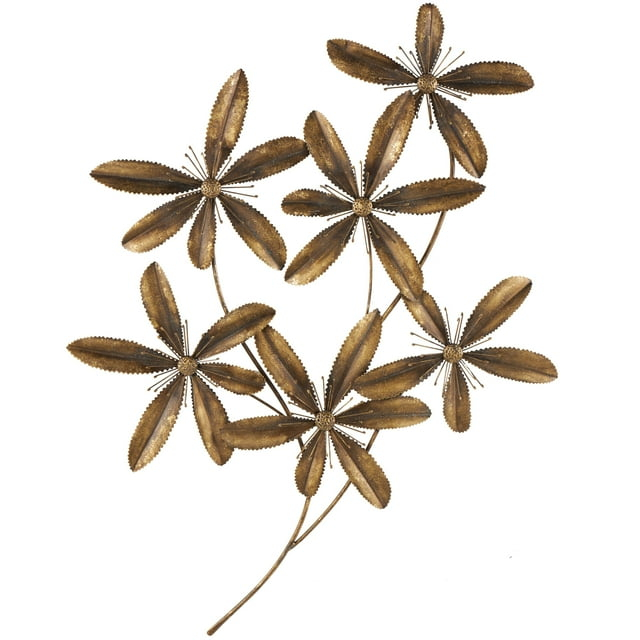 DecMode Gold Metal 3D Floral Wall Decor
