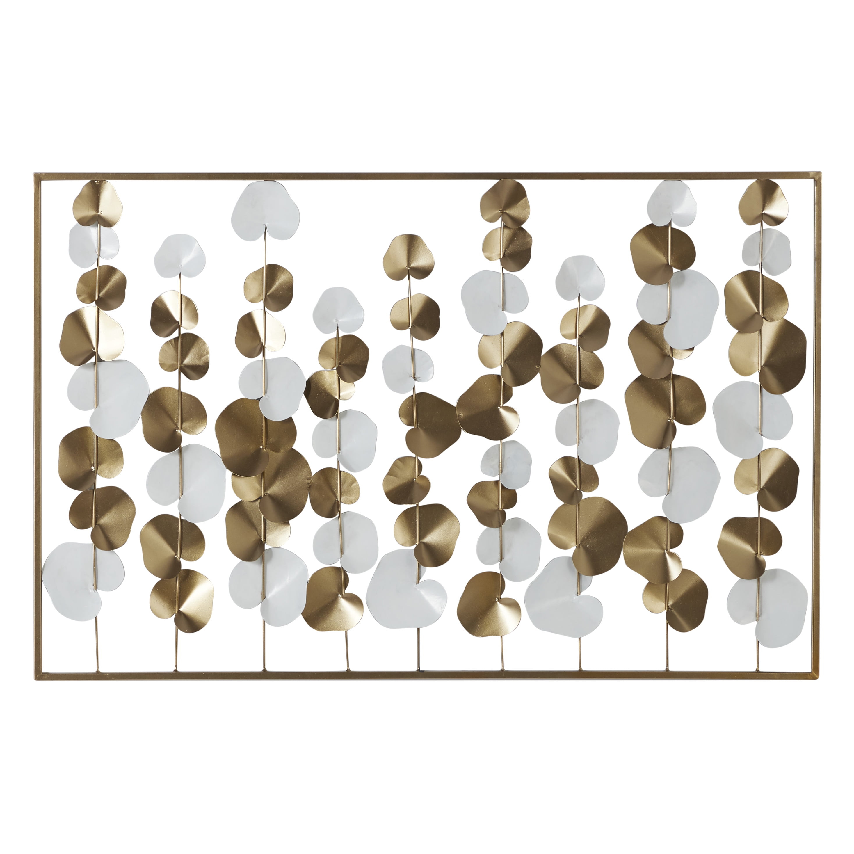 DecMode Gold Metal Floral Wall Decor with White Accents