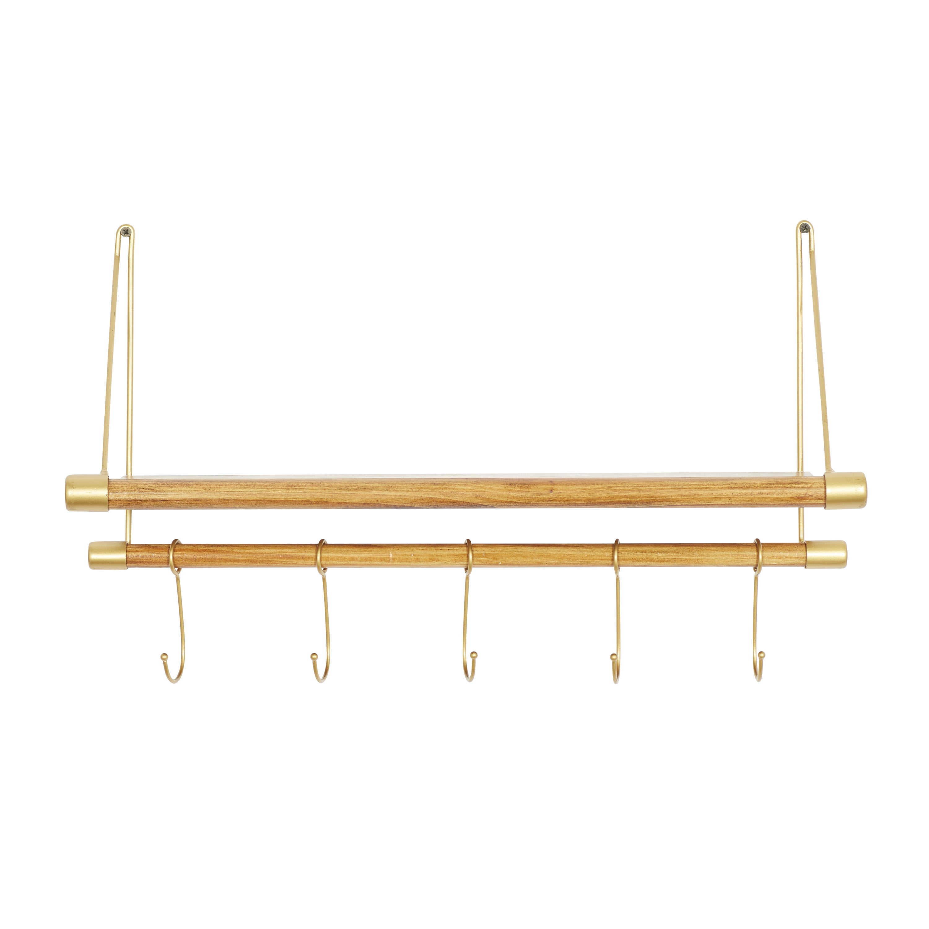 DecMode Gold Wood Contemporary Wall Hook