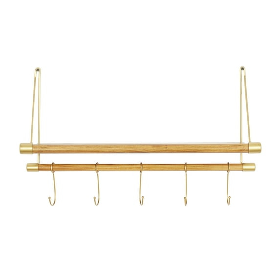 DecMode Gold Wood Contemporary Wall Hook
