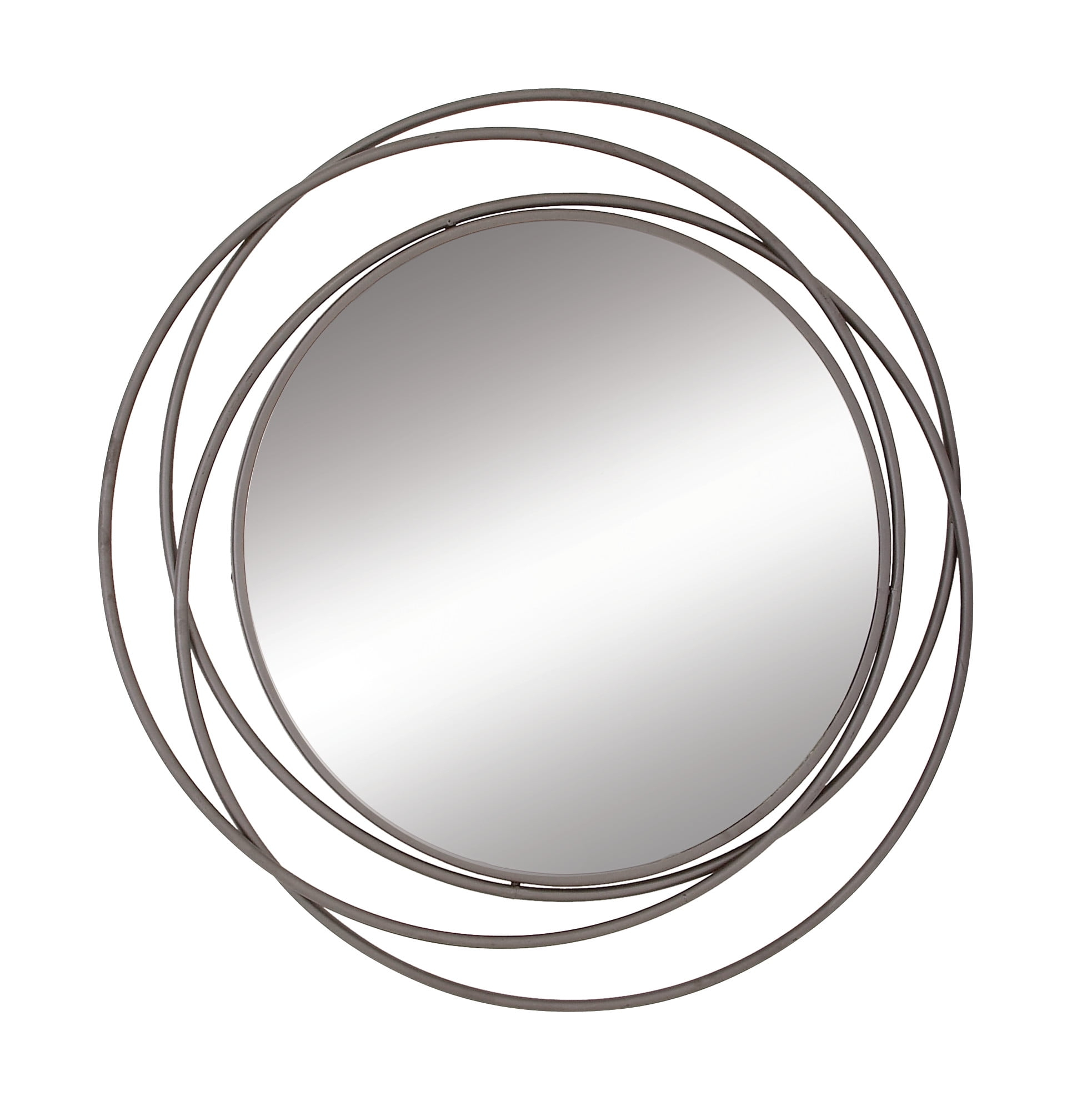 DecMode Gray Modern Metal Wall Mirror with Overlapping Rings Frame, 42"W x 40"H