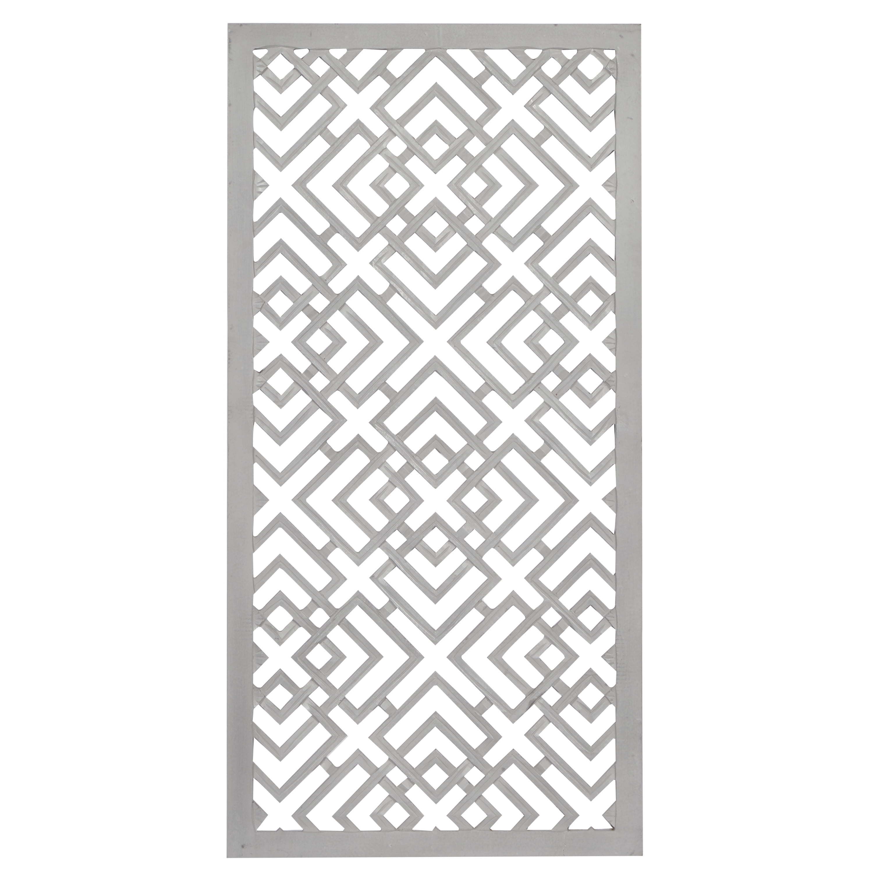 DecMode Gray Wood Carved Geometric Wall Decor