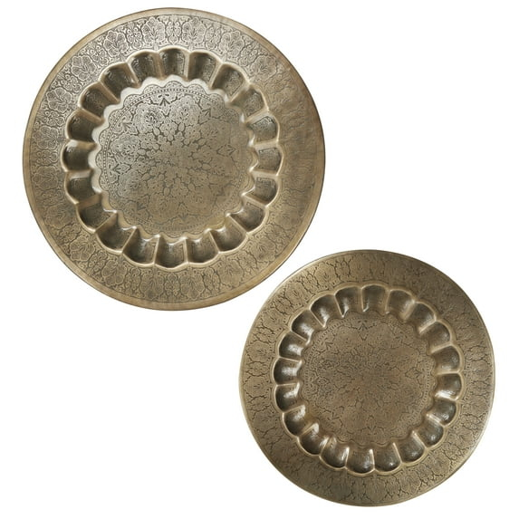 DecMode Indoor Bronze Metal Eclectic Wall Decor, Set of 2