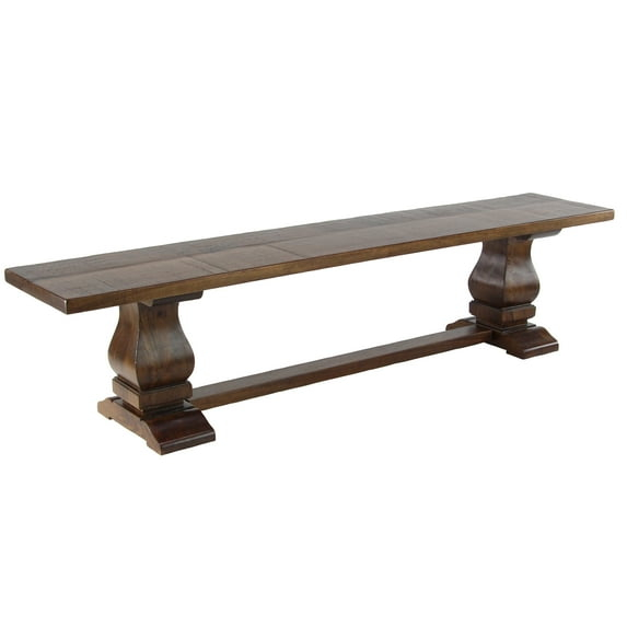 DecMode Mango Wood Bench with Parquet Inlay, Brown