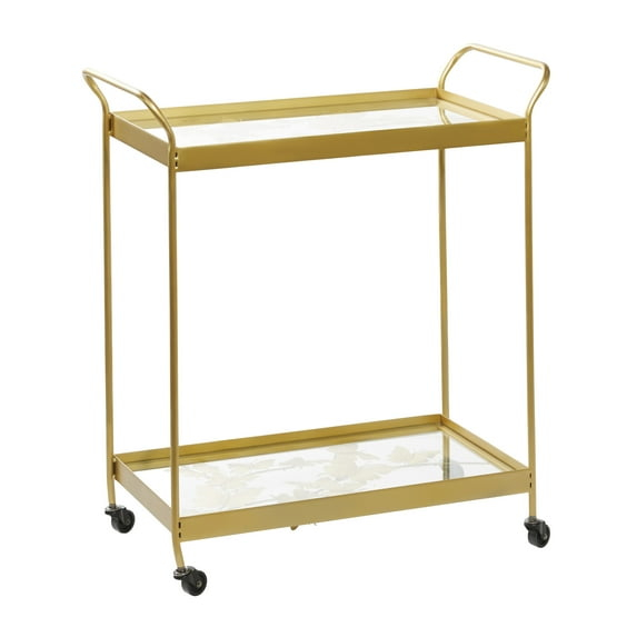 DecMode Metal Bar Cart Contemporary Gold