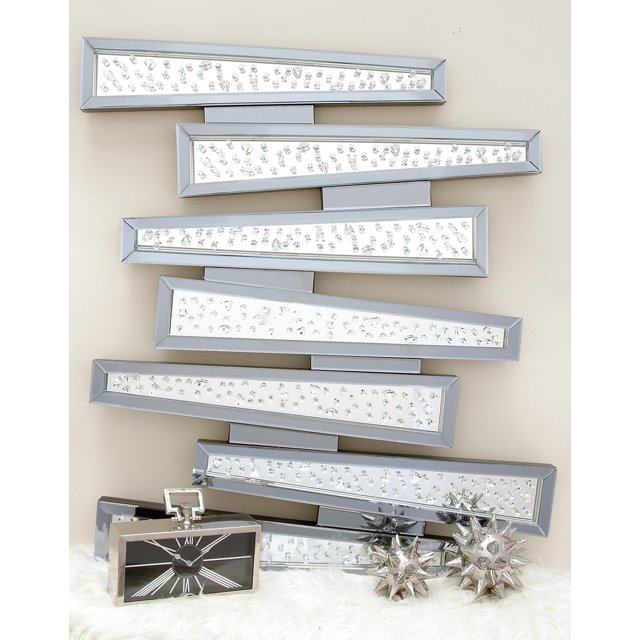 DecMode Modern 42 x 48 inch MDF and glass geometric wall art